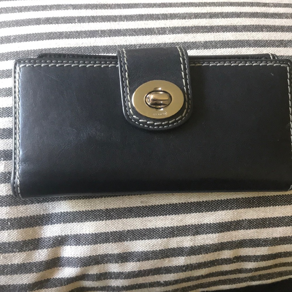 Coach black leather checkbook wallet